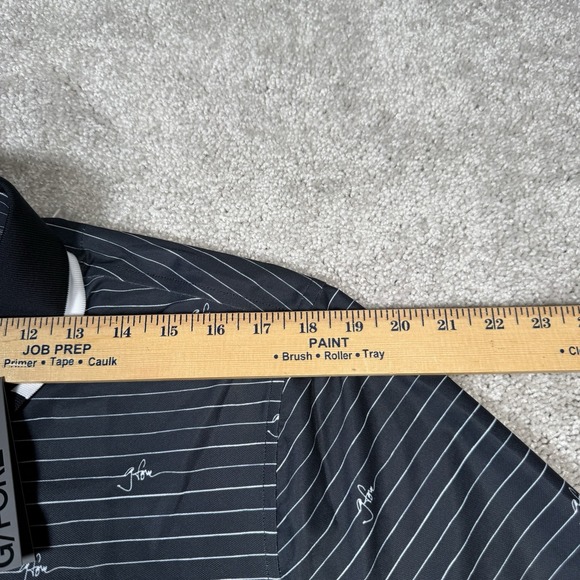 G/FORE Men's Large Script Stripe Tech Pique Golf Polo Onyx Black $120 - Picture 5 of 9